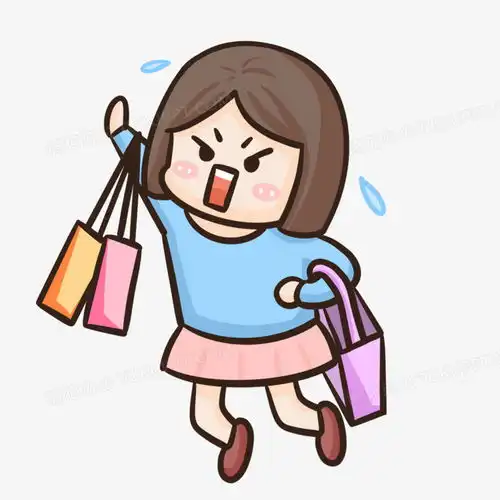  卡通手绘女孩粉色买买买表情包元素png图片素材免费下载手绘png20002000像素