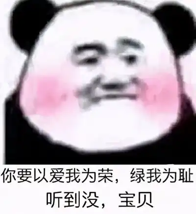  熊猫头表情包小哥哥,听到没,你要以爱我为荣,绿我为耻,