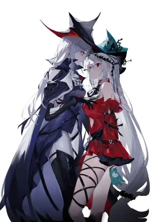  明日方舟画师补完歌蕾蒂娅和红蒂贴贴图百合味芬芳的最萌身高差