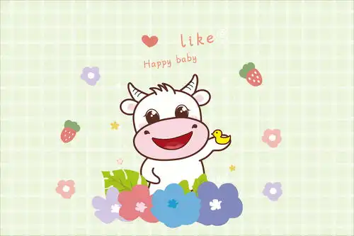  阿茹牛表情包插画贴纸手机壳卡通原创热转印烫画贴定制