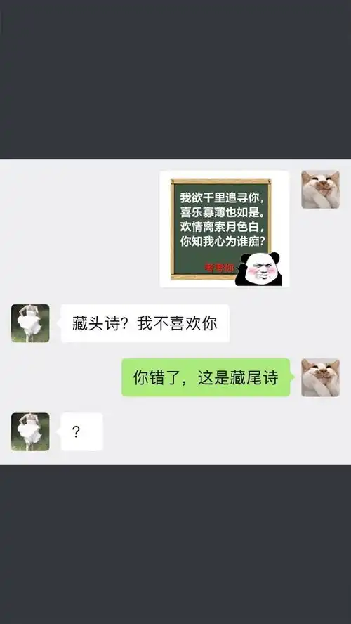  藏头诗套路沙雕操作表情包小可爱已上线聊天记录