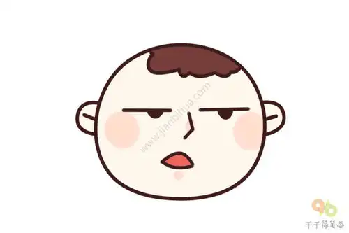  人物表情包呆呆的男孩简笔画