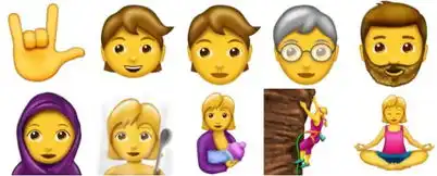  emoji又有新表情啦挑眉,星星眼,禁言,还有大姨妈....